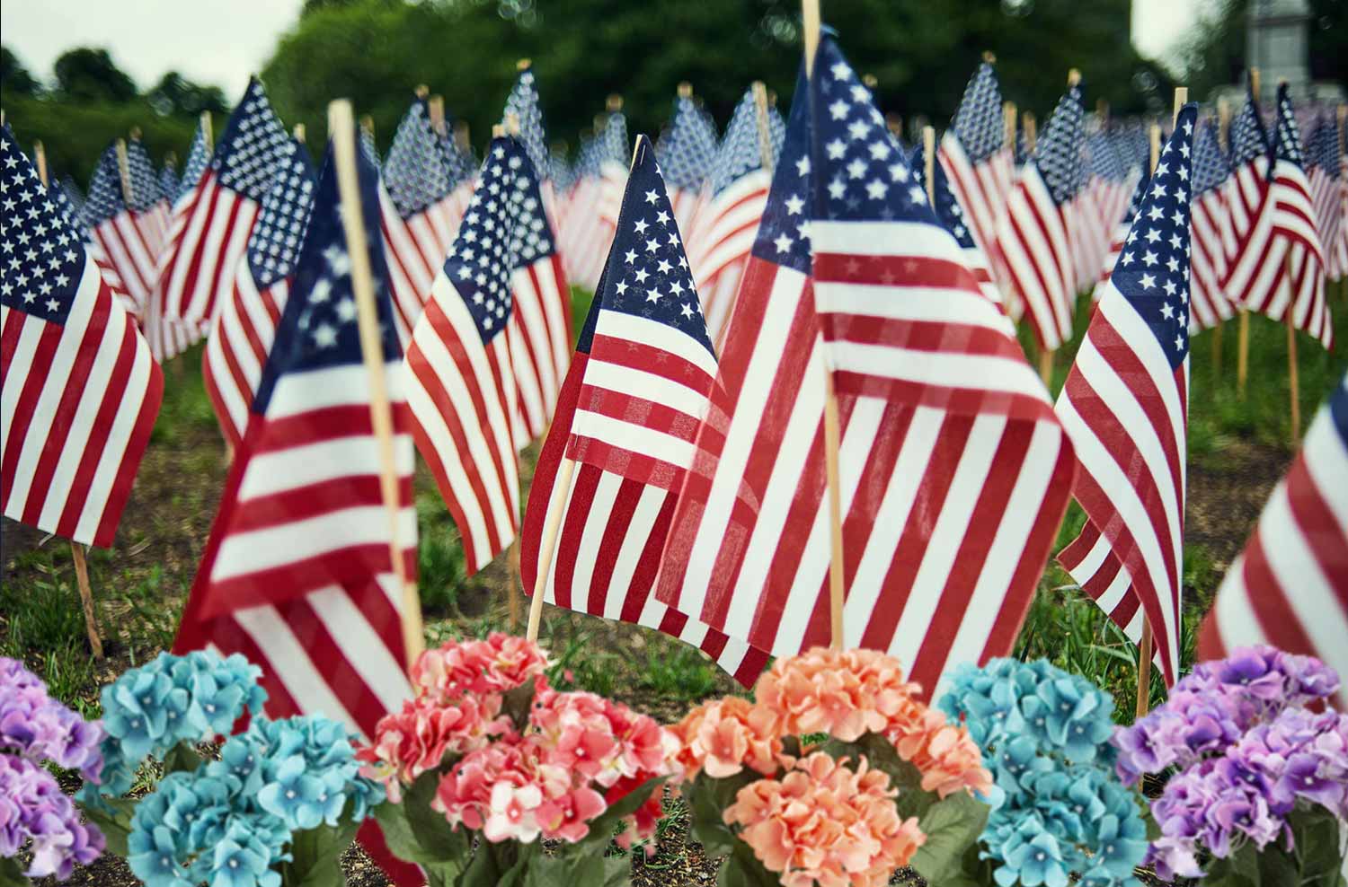 Patriotic flags and flowers flagpoles in duluth mn